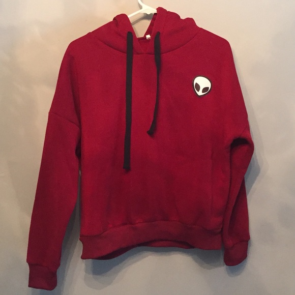 Tops - Deep red alien hoodie 👽